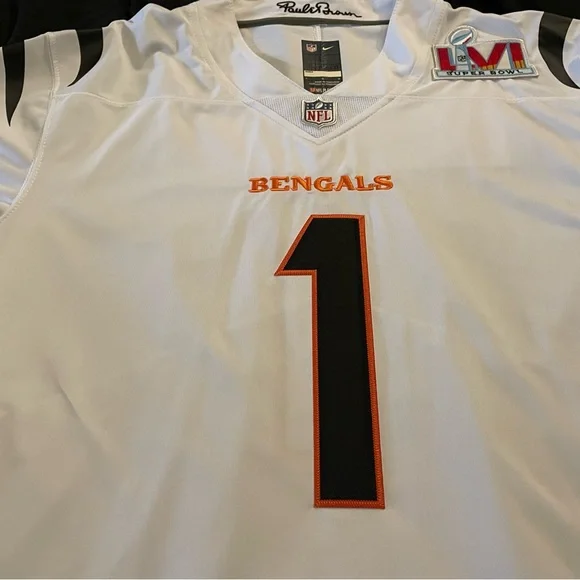 Cincinnati Bengals White Jamar Chase Jersey w/ SB LVI Patch - Picture 2 of 9